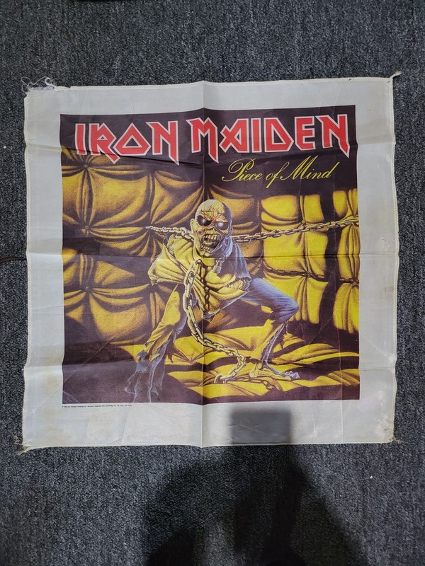 Iron Maiden "Piece of Mind" 1983 Satin Banner Flag Cloth Poster Vintage 80s