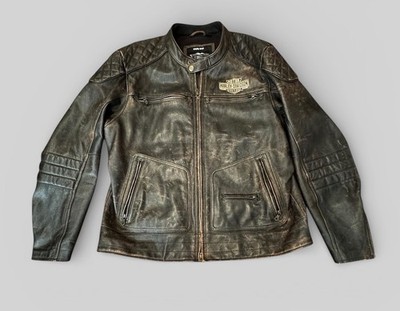 Harley Davidson Black Leather Motorcycle Riding Jacket Mens 2XL RN103819 CA03402