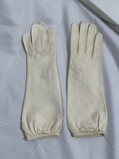 Vintage Women s Belgian Real Kid Leather White Long Gloves With Small Bows