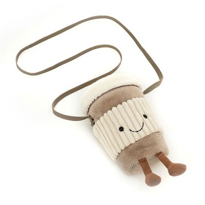 Jellycat Amuseable Coffee To Go Tasche Plüsch Umhängetasche Handtasche Geschenk Brandneu mit Etikett UK