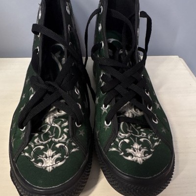 Harry Potter Slytherin Mid Top Green Black White Lace Up Men's Athletic Sneakers