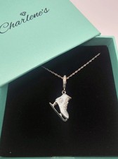 Ice skate boot Skating S925 Sterling Silver Pendant Necklace 40-45 Cm Women