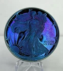 1993 P Proof Silver Eagle $1 Monster Rainbow Toned Artificial Color ASE