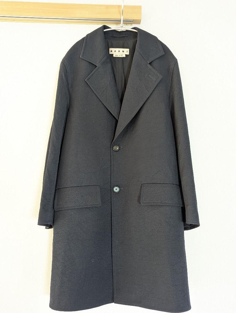 marni マルニ　 チェスターコート　46 ブラック マルニ marni ウール ステンカラーコート メンズ ブラック アウター 46