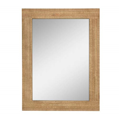 24'' x 18'' Natural Wood Frame Wall Mirror with Brackets for Rustic Decor