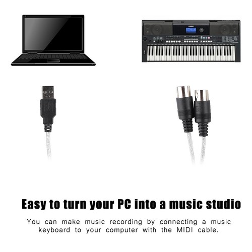 MIDI To USB Cable Converter MIDI Interface Adapter Cord Keyboard Music Editi NDE - Photo 5/7