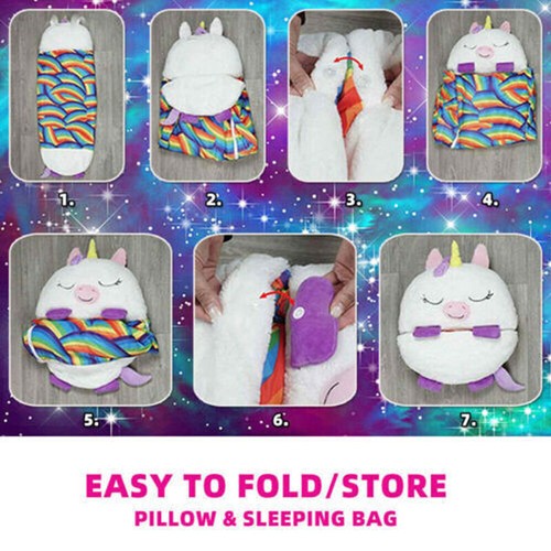 Sleeping Bag Happy Napping Napper Kid FUNNY Pillow Warm Camping Unicorn 180cm - Picture 4 of 16