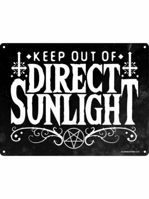 Mini Blechschild KEEP OUT OF DIRECT SUNLIGHT Metall Vampir Grusel Hexe Horror Goth