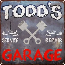 TODD's Garage Shop Rust Man Cave Shop Gift Home Decor 12x12 Metal Sign SS156