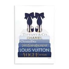 Stupell Industries Navy Blue Bow Heels Chic Glam Bookstack