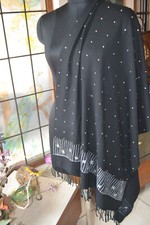 Black DESIGNER pearl BEADED FANCY 100 cashmere PASHMINA SHAWL:12 DESIGNS