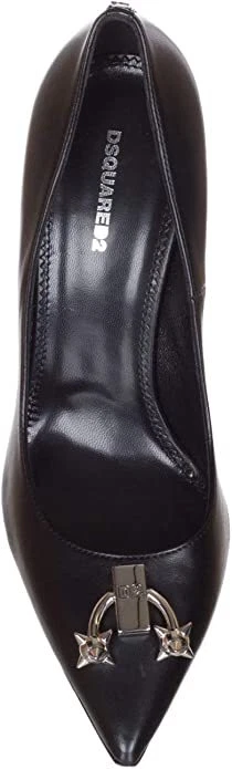 Zapatos de tacón DSQUARED2 para mujer de cuero negro 'Pierce Me' punta puntiaguda - 10... Foto 4 de 4