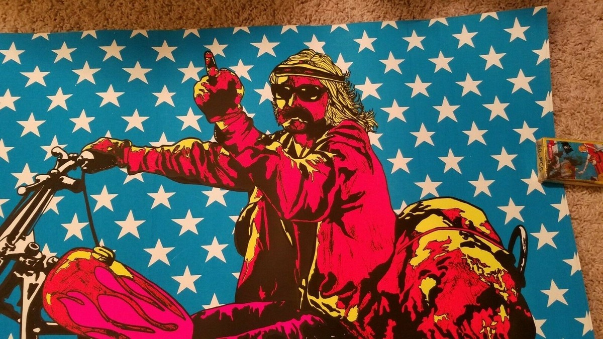 EASY RIDER VINTAGE 1970 MOTORCYCLE BLACKLIGHT POSTER Dennis