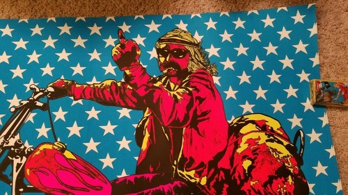 "PÓSTER DE MOTOCICLETA EASY RIDER DE COLECCIÓN 1970 BLACKLIGHT Dennis Hopper 29""x 43" - Imagen 3 de 6