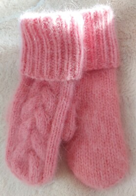 Hand knitted Angora Mitten's, Knitted wool Mittens, Angora Fluffy women Mitten's