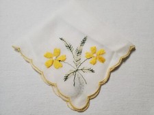 Vintage Handkerchief Embroidered White Lightweight Sheer 11" Square Floral