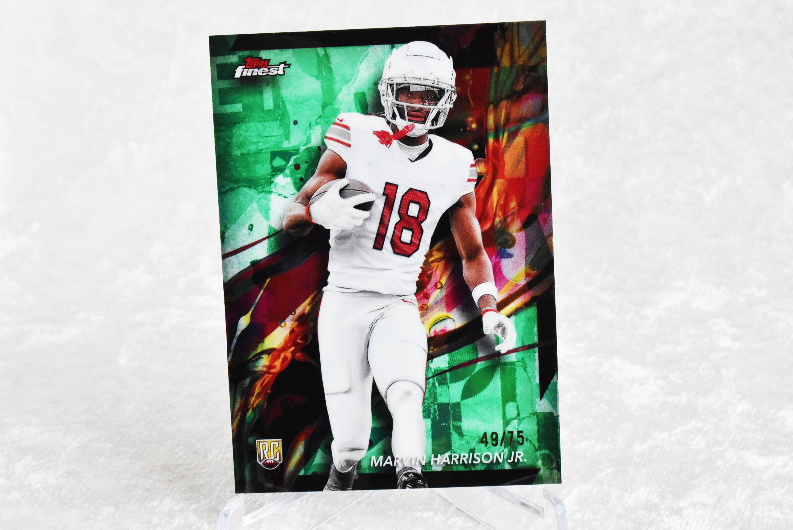 2024 Topps Finest Football MARVIN HARRISON JR Green Refractor /75 Card #89 RC