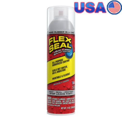 Aerosol Rubber Sealant Spray Waterproof Leak Repair Home & Outdoor Use 14 oz