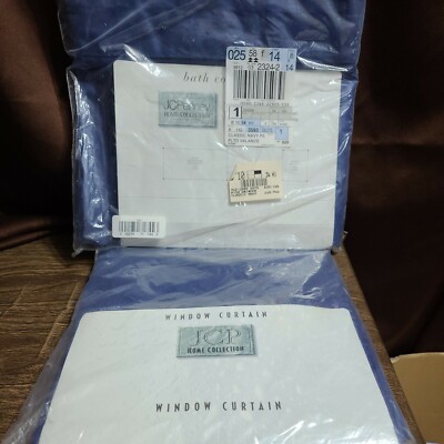 Jc Penney Home Collection Bath Coordinates Valance & Window Curtain Classic Navy
