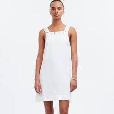 Madewell Embroidered Tank Mini Dress in Linen Womens Size 6 White