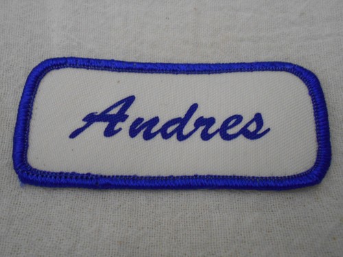 ANDRES USED SILK SCREEN VINTAGE SEW ON NAME PATCH TAGS ASSORTED COLORS 