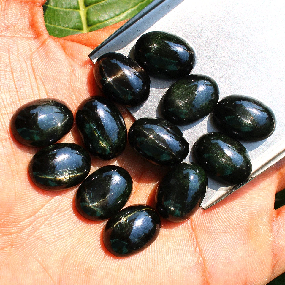 Лот из 5 натуральных черных звезд диопсид высшего класса 18 мм x 13 мм овальный кабошон драгоценные камни - Изображение 3 из 4