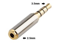 Gold 2.5mm Female to 3.5mm Male Stereo Audio Headphone Jack Adapter Converter