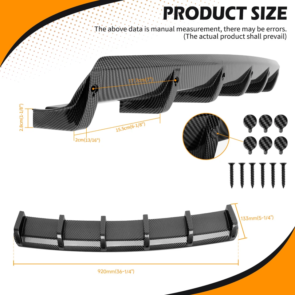 For Mercedes-Benz C-Class W204 Carbon Rear Bumper Diffuser 6 Fins Splitter Lip — 第 2/4 张图片
