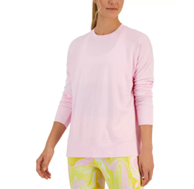 ID Ideology Women's Active Solid Crewneck Shirt Top Pink Size X-Large 9381