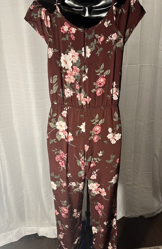 Children’s Place Floral Burgundy/Maroon Jumpsuit Large 10/12 Brand New With Tags - Picture 2 of 5