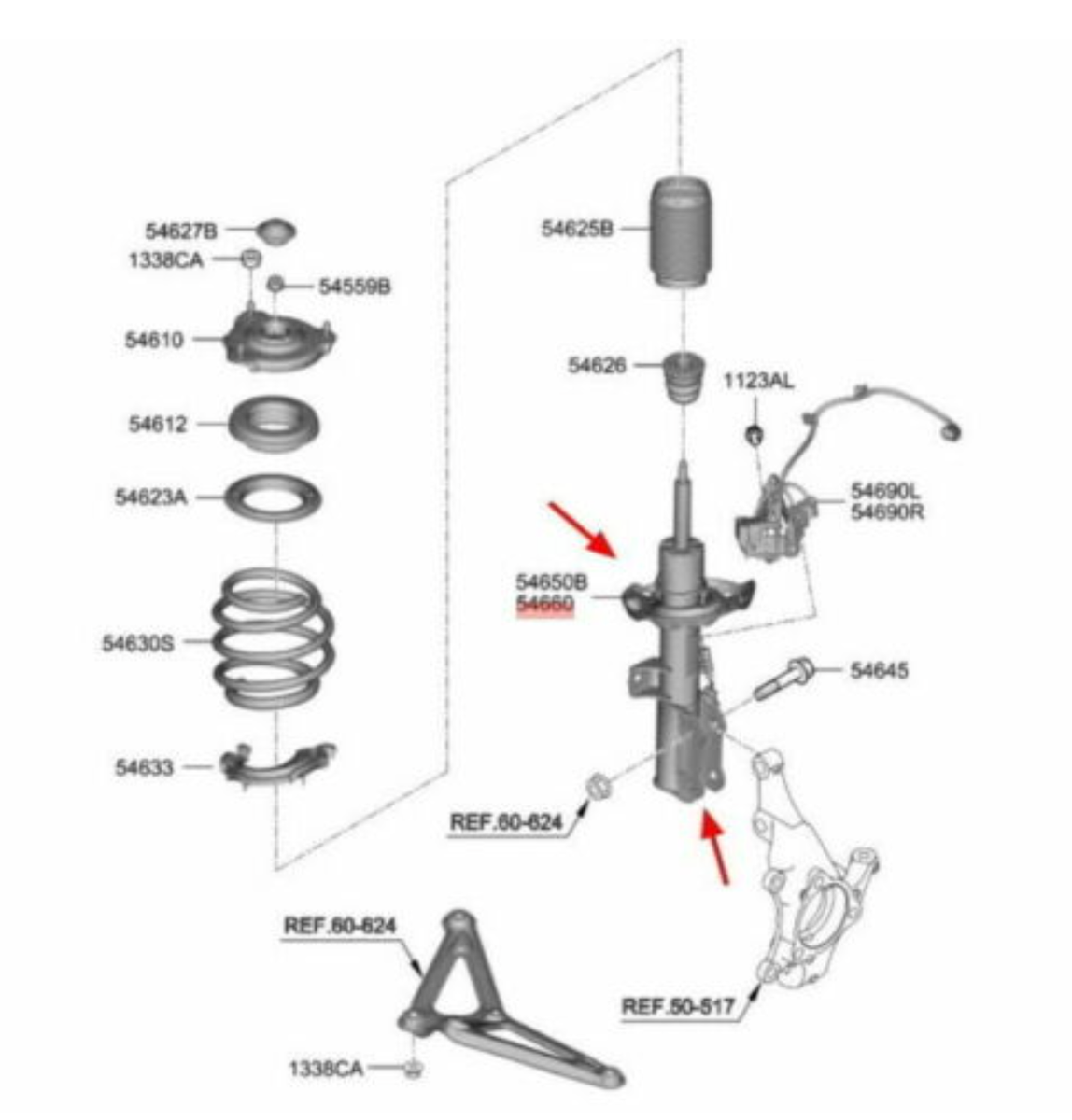 OEM 54650-Q5000 Suspension Struts Front/Left Driver Side for Kia