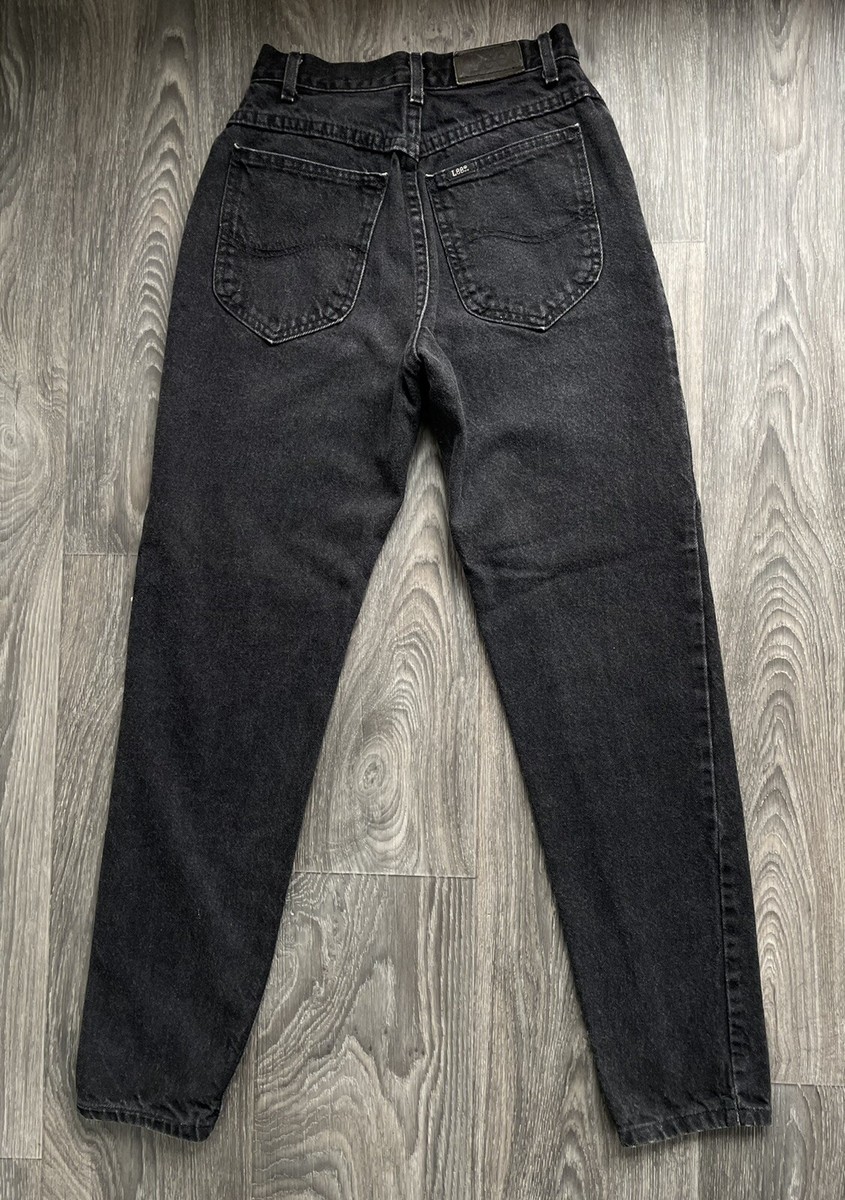 Lee Denim Jeans 90s Vtg Black Tapered Leg USA Made Sz 7M (22x29