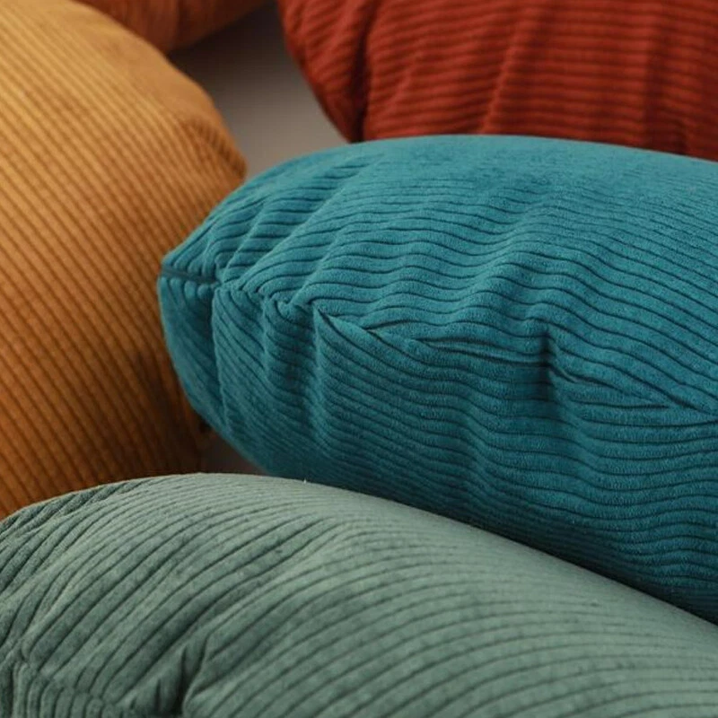 Funda de cojín redonda de pana círculo suave sensación cintura funda de almohada sofá decoración del hogar Foto 2 de 4