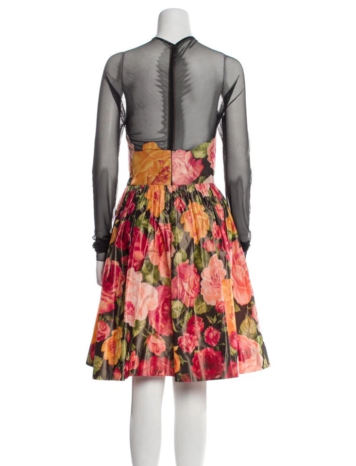 Vestido Vintage Bill Blass Diseñador Floral Cóctel Fiesta Noche Tafetán 6 Foto 3 de 3