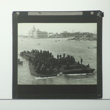 MAGIC LANTERN SLIDE BARGES ON RIVER BOATS INDIA(?)