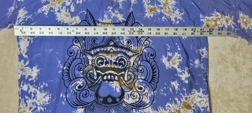 Bayu Bali Raw Hem Womens Multicolor Pattern T Shirt Blue Yellow Dragon Size XL - Picture 8 of 13