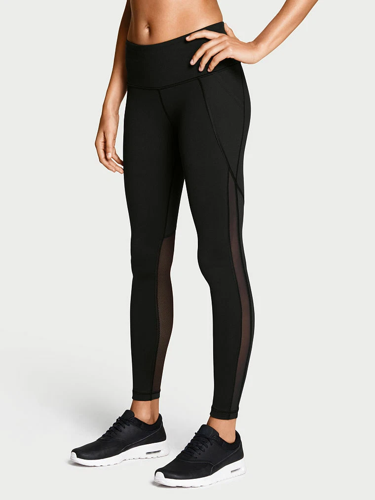 VICTORIA'S SECRET VSX Sport Knockout Mid Rise Pocket Mesh Legging Tight  Black L