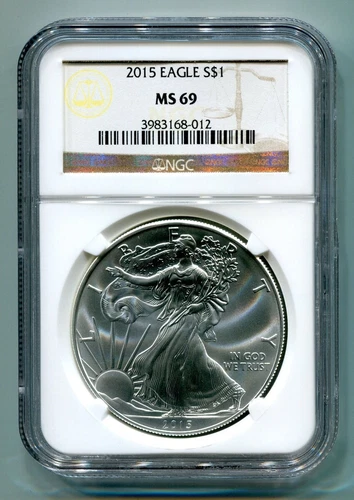2015 AMERICAN SILVER EAGLE NGC MS69 CLASSIC BROWN LABEL AS SHOWN PREMIUM QUALITY