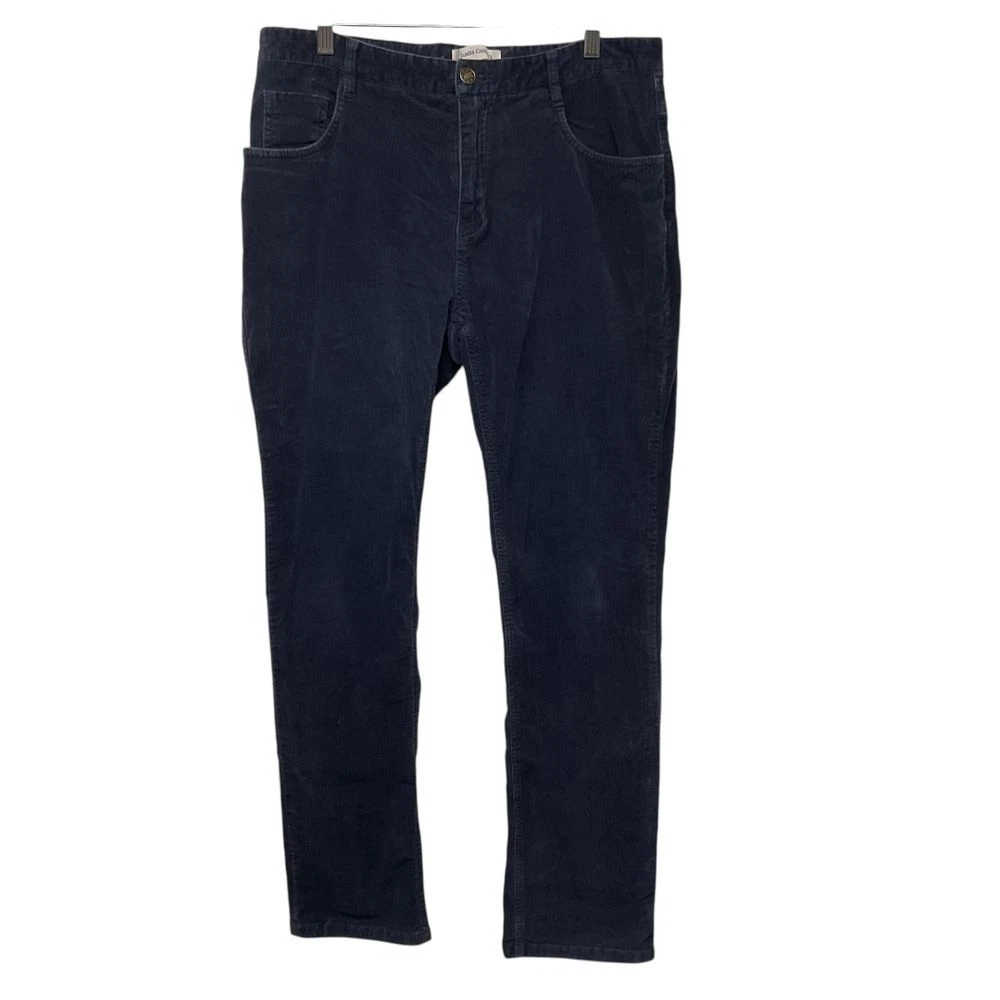 James Campbell Men's Corduroy Straight Leg Pants Classic Navy Blue Size 34