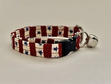 PATRIOTIC STARS AND STRIPES ADJUSTABLE BREAKAWAY CAT COLLAR