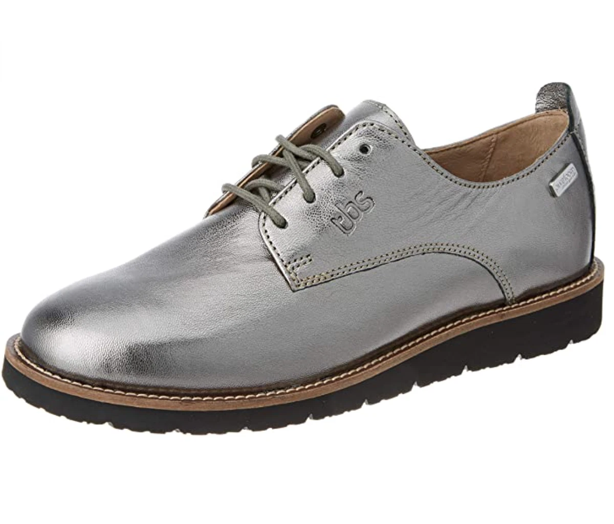 TBS Womens Ladies EU 41 UK 7.5 Silver Leather Lace Up Smart Casual Derby Shoes