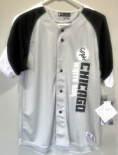 NWT Chicago White Sox Youth Size Large Button Down Jersey Grey/Black