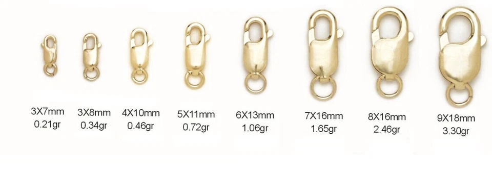 Collares brazalete fornituras oro 14K oro macizo ovalado broche garra langosta Foto 2 de 3