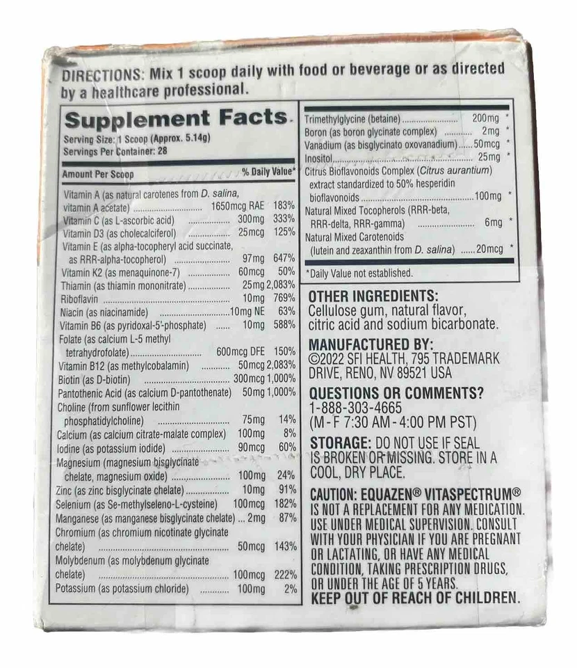EQUAZEN VITASPECTRUM Polvo sin sabor 5,04 oz Vitaminas para niños en el espectro Foto 2 de 4