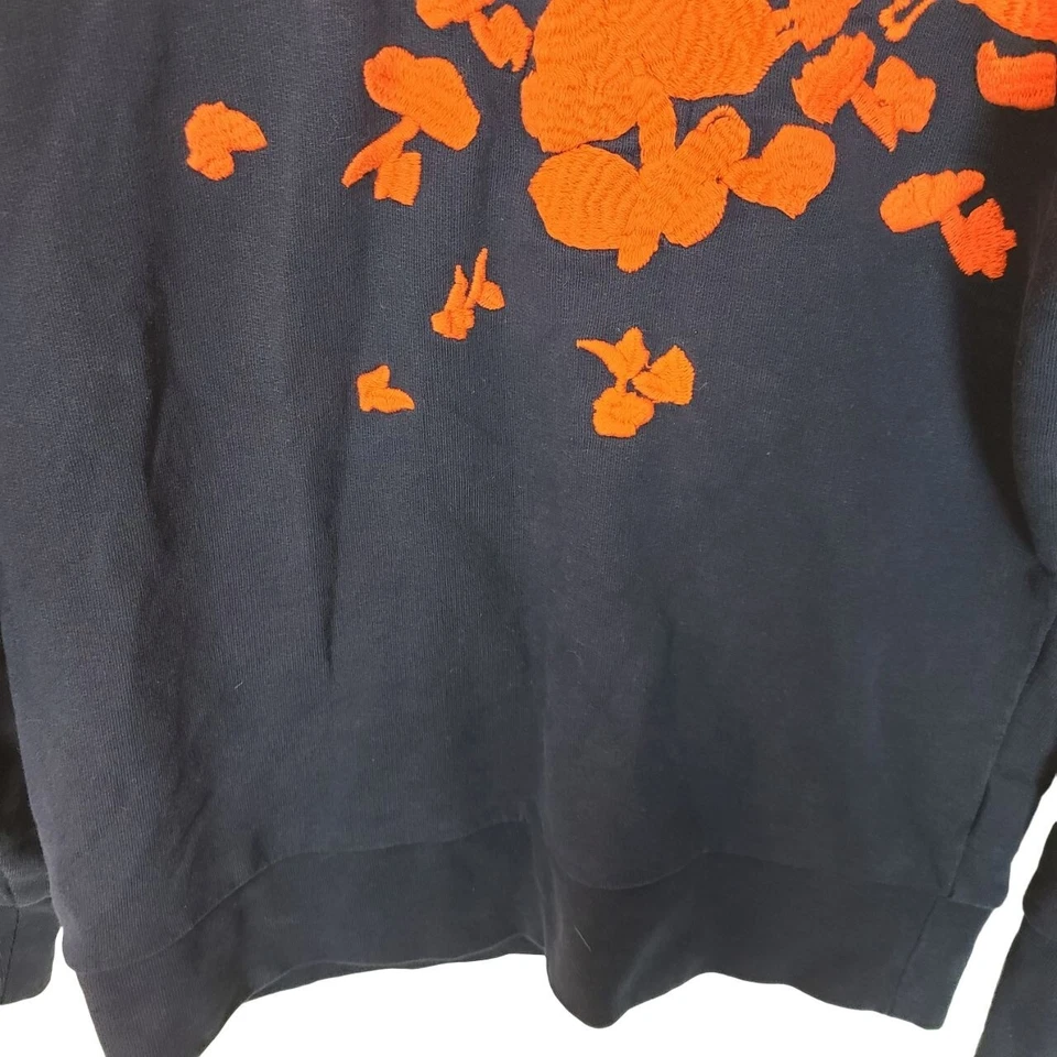 J. Sudadera Crew Mujer XS Azul Marino Naranja Bordada Floral Manga Larga Foto 4 de 4