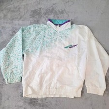 Vtg Fila 80's Windbreaker Womens Jacket Size 10 L/xl White Dixie Cup Style