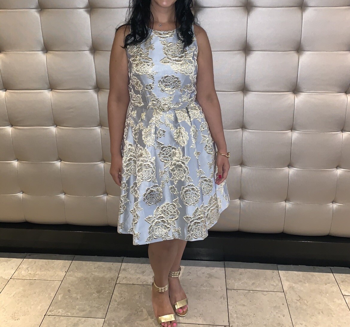 Eliza J Dress Size 12 Gold And Silver Color Fit & Flare Style For Women Formal Eliza J Dress Size 12 Gold And Silver Color Fit & Flare Style For Women Formal