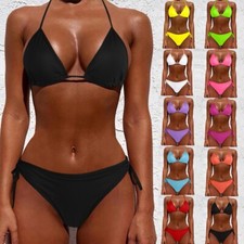 Women Two Piece Push Up Tankini Sets Solid Color Beachwear Swimsuit Bikini Set