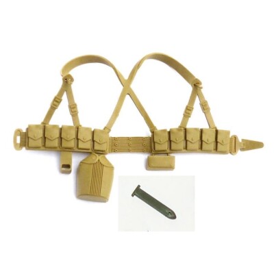 GI Joe Action Man Reproduction Web Gear: Tan w/Green Bayonet Sheath CAP-E105