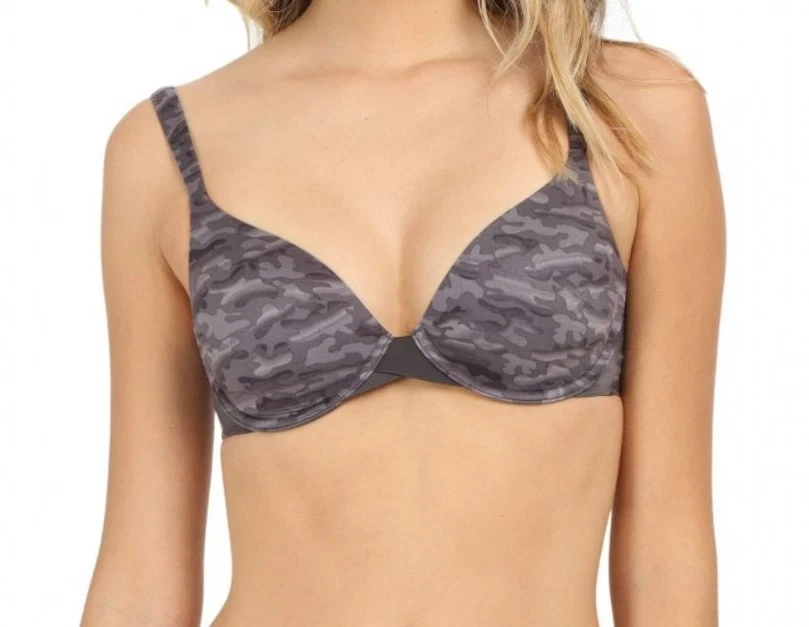 SPANX PILLOW CUP PUSH UP PLUNGE BRA GREY CAMO RRP £68